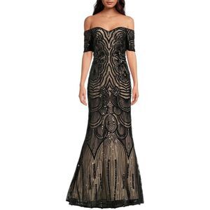 Shani Womens  Sequin Short Sleeve Maxi Dress